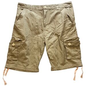 Cargo Shorts Mens 36 Casual Outdoor Khaki Utility Pockets‎ Drawstring Beachy